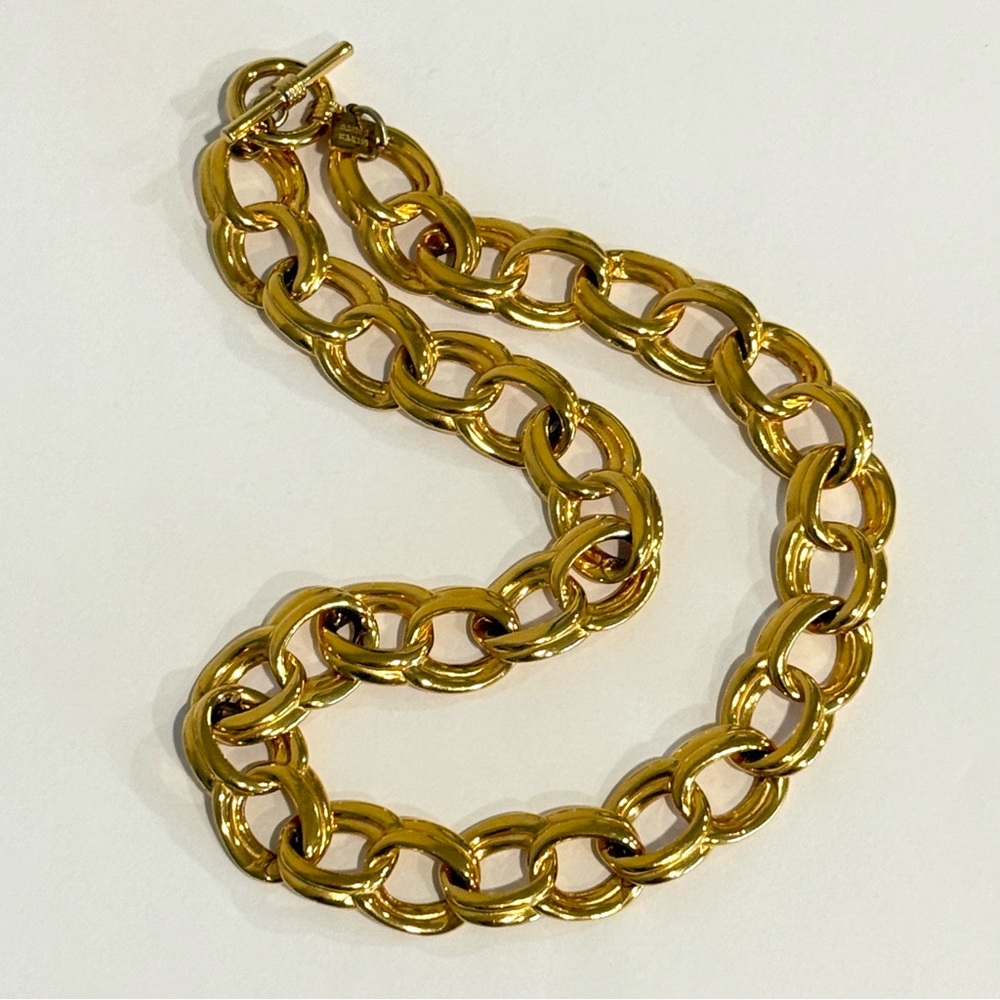 Vintage Anne Klein Toggle Link Gold Tone Heavy Chunky 90s Necklace 18.5” - Picture 7 of 10